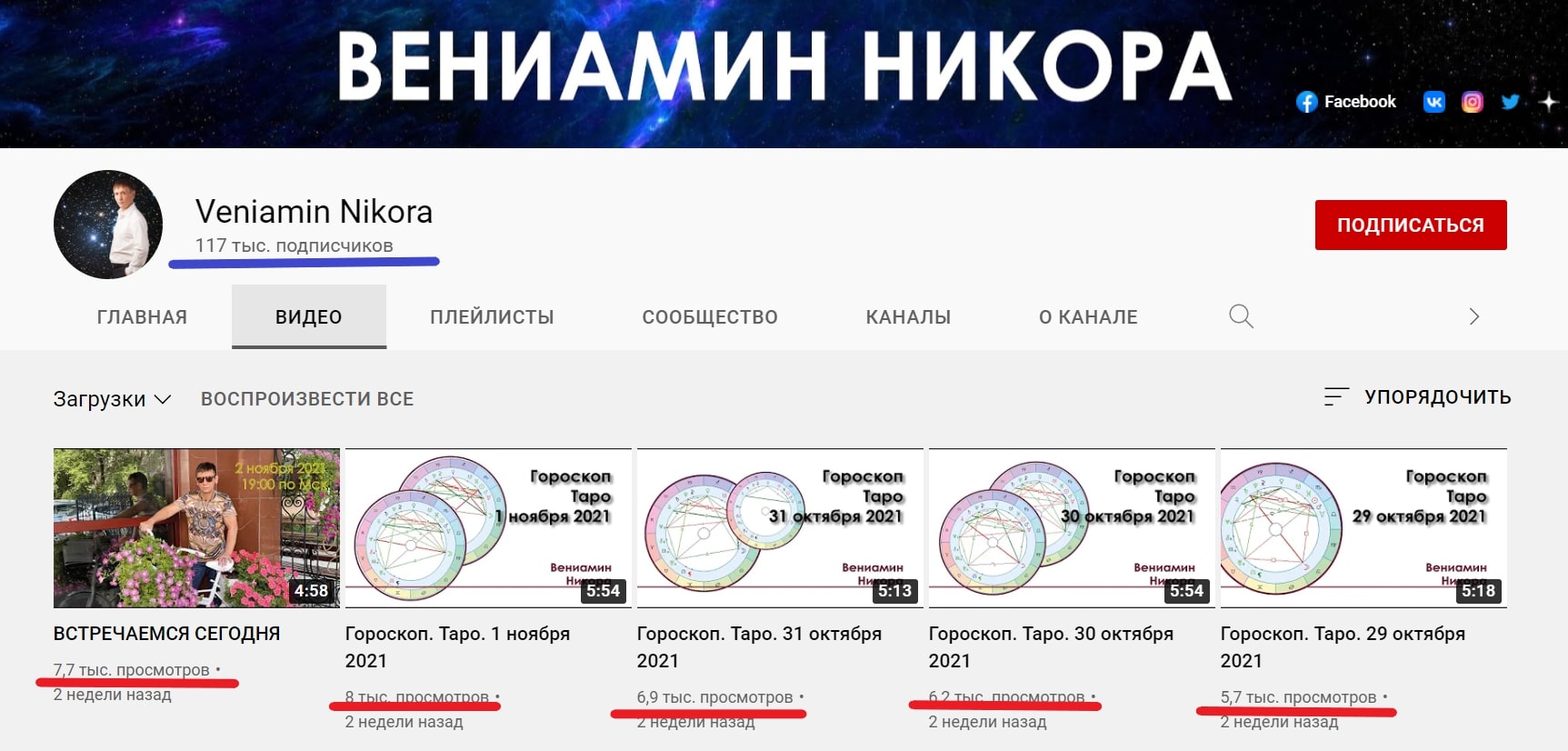 Астролог Вениамин Никора: Ютуб